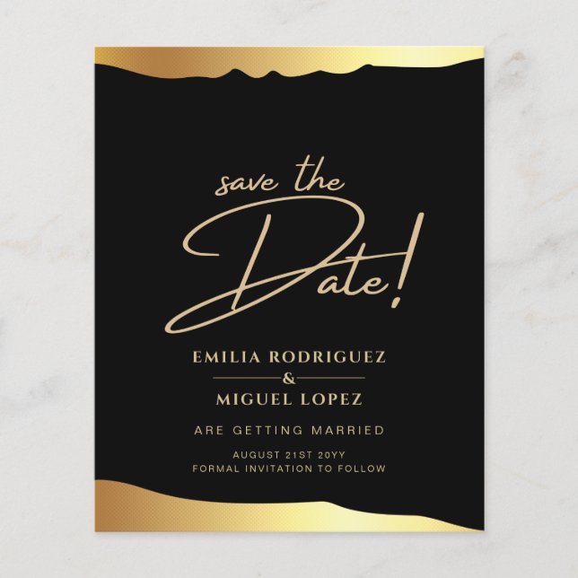 Black Tie Wedding Gold Foil Script Elegant Event  Flyer (Front)