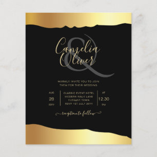 Black Tie Wedding Gold Foil Script Elegant Event  Flyer
