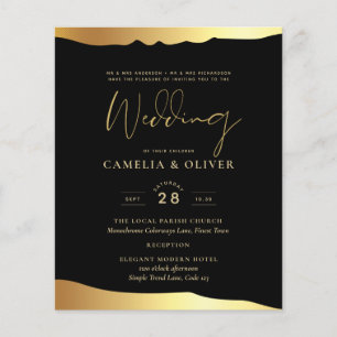 Black Tie Wedding Gold Foil Script Elegant Event  Flyer