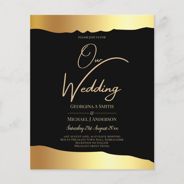 Black Tie Wedding Gold Foil Script Elegant Event  Flyer (Front)