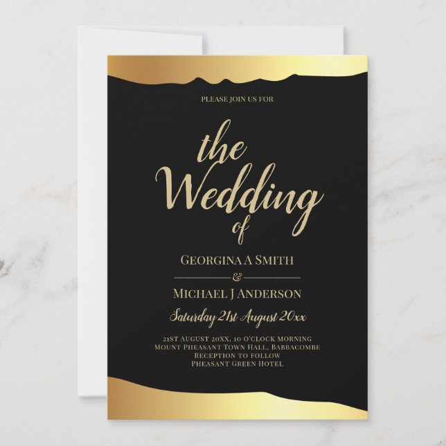 Black Tie Wedding Gold Foil Script Elegant Event  Invitation (Front)