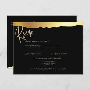 Black Tie Wedding Gold Foil Script Elegant Event Postcard