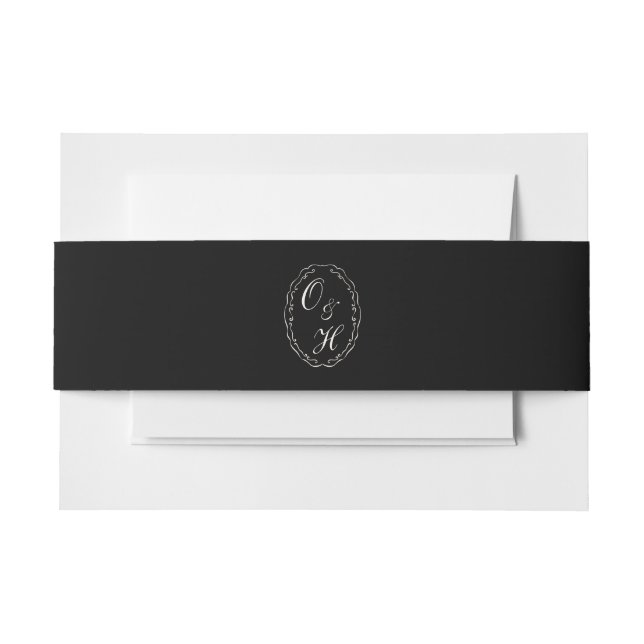 Black Tie Wedding Monogram Belly Band Invitation Belly Band (Front Example)
