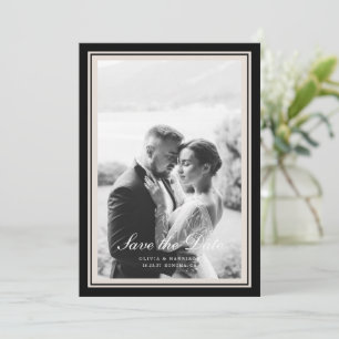 Black Tie Wedding Photo Save the Date Card
