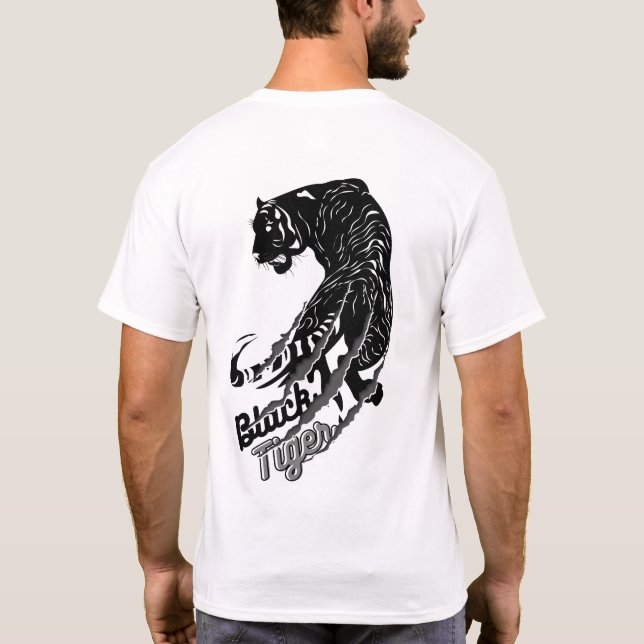 Black Tiger Vector Art with Black Tiger Text T-Shirt (Back)