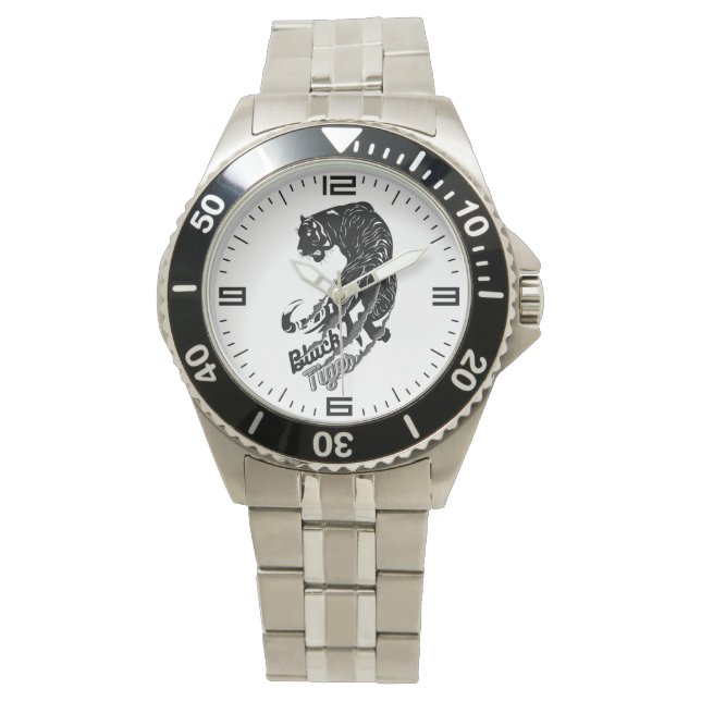 Black Tiger Vector Art with Black Tiger Watch (Front)