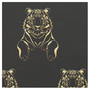 Black tiger with gold stripes fabric