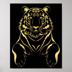 Black tiger with gold stripes poster