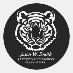 Black Tigers Logo School Mascot Classic Round Sticker