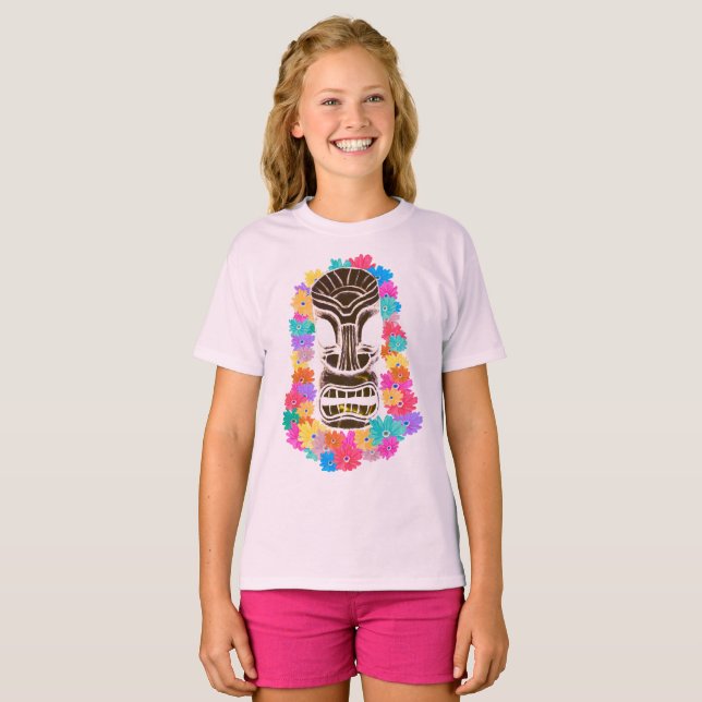 Black Tiki Head Hawaiian T-Shirt (Front Full)