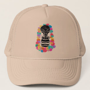 Black Tiki Head Hawaiian Trucker Hat