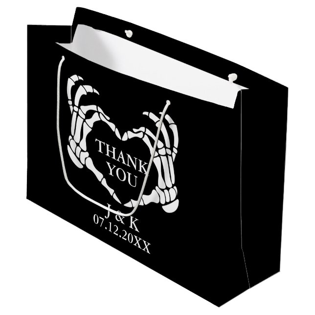 Black Til Death Do Us Part Wedding Thank You Large Gift Bag (Front Angled)
