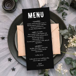 Black Til Death Wedding Menu<br><div class="desc">Black gothic "til death do us part" wedding menu. All text is editable. Change the placement or size of your text,  and add or remove the couple's initials on the back. Please check the collection below to find the wedding suite and matching products.</div>