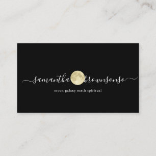 Black Tiny Watercolor Gold Moon Business Card