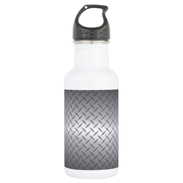 Black to Bright Steel Fade Diamondplate Background 532 Ml Water Bottle (Front)