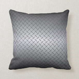 Black to Bright Steel Fade Diamondplate Background Cushion