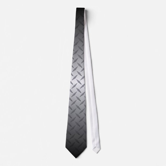Black to Bright Steel Fade Diamondplate Background Tie (Front)