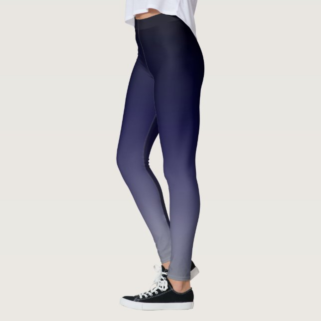 Black To Deep Purple Ombre Gradient Fade Leggings (Left)