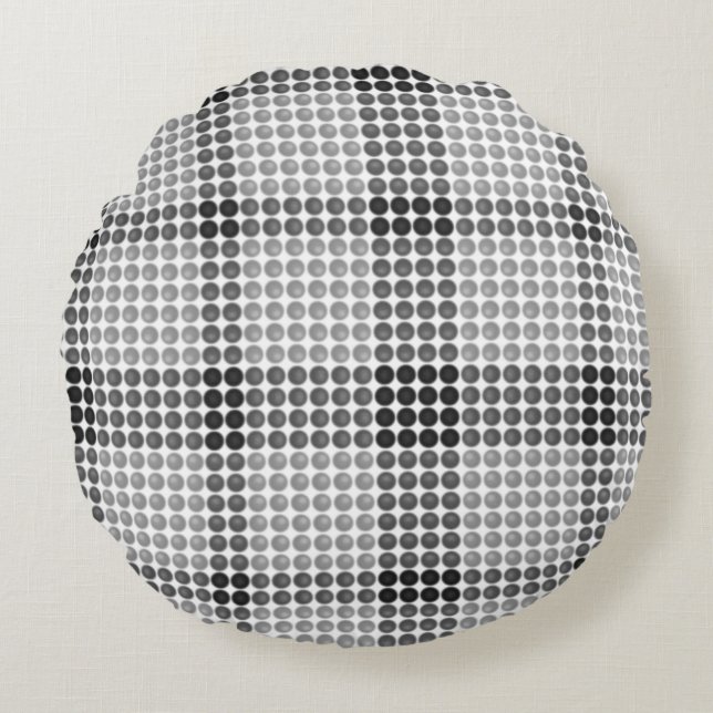 Black to grey balls or holes, cross-aligned square round cushion (Front)