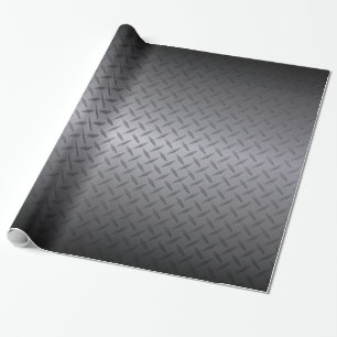 Black to Grey Fade Diamondplate Steel Background Wrapping Paper