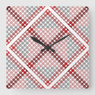 Black to red balls or holes, cross-aligned square wall clock
