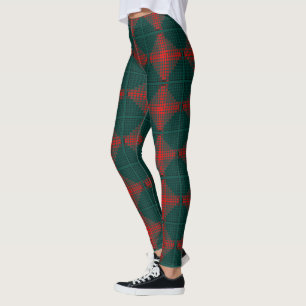 Black to red balls or holes over green background leggings