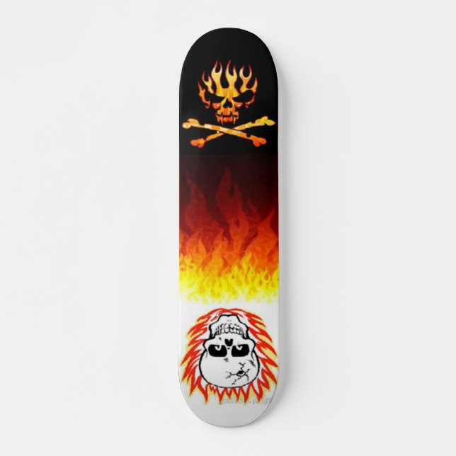 Black to White Flames Skateboard (Front)