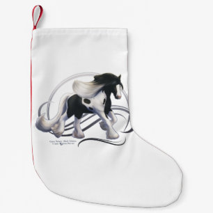 Black Tobiano Gypsy Vanner Horse Small Christmas Stocking