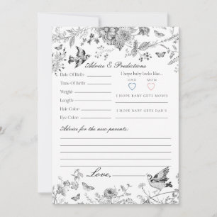 Black Toile De Jouy Floral Advice for Baby Card