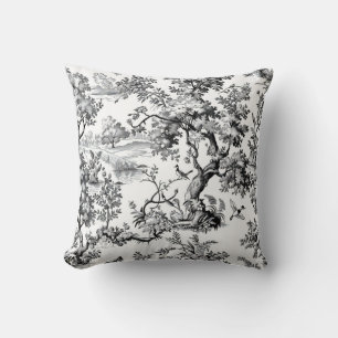 Black Toile Print Cushion