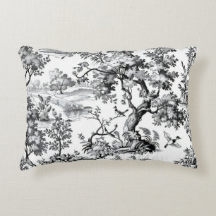 Black Toile Print Decorative Cushion