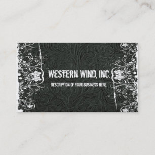 Black Tooled Leather and Lace Business Card