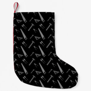 Black tools pattern small christmas stocking