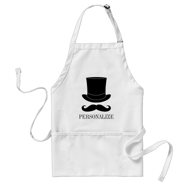 Black top hat and moustache BBQ apron for men (Front)