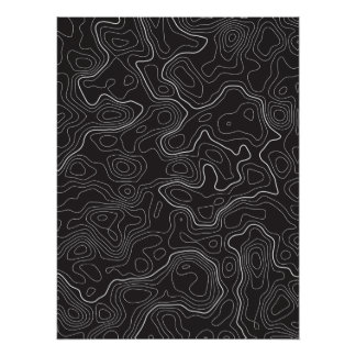 Black Topographical Map Wall Poster
