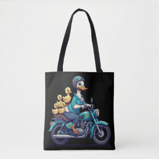 black tote bag with duck design