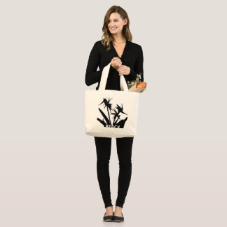 BLACK - Tote bag with Flower of Pariso in Black