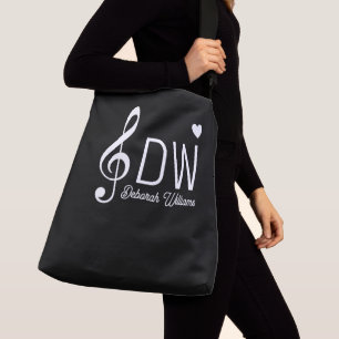 BLACK Tote Bag with Her Name & Treble Clef