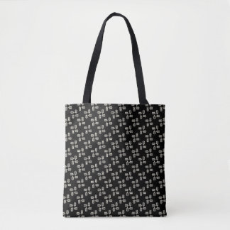 Black Tote Bag with White Skull and Crossbones