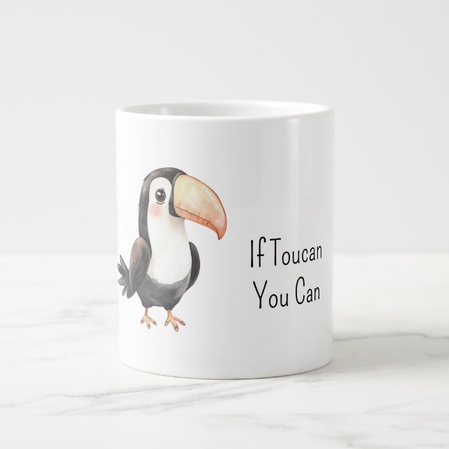 Black Toucan Bird   Large Coffee Mug (Front)