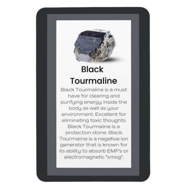 Black Tourmaline Crystal Meaning Jewellery Display Magnet (Vertical)