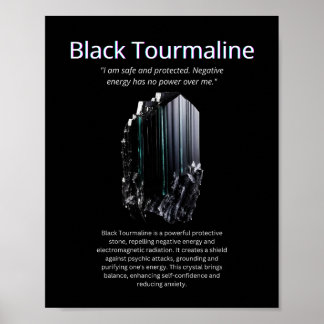 Black Tourmaline Crystal Stone Meaning Poster