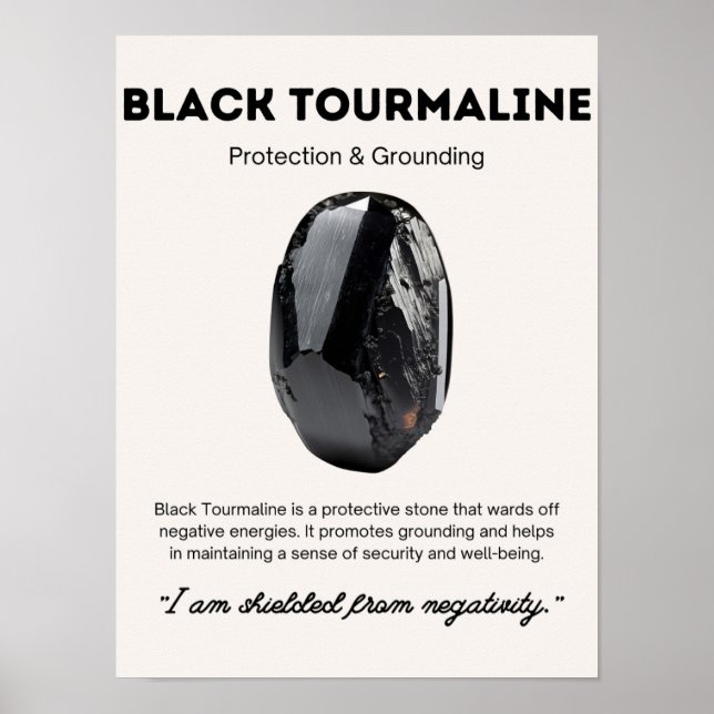 Black Tourmaline Stone Crystal Meaning Poster (Front)