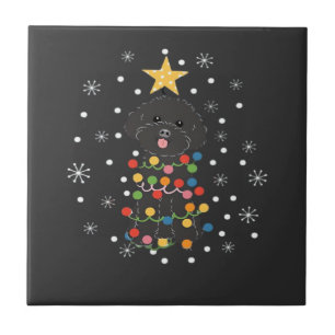 Black Toy Poodle Christmas Tree Classic T-Shirt Ceramic Tile