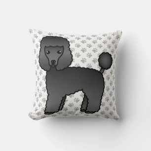 Black Toy Poodle Cute Cartoon Dog Cushion