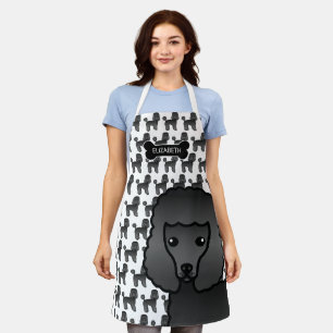 Black Toy Poodle Cute Cartoon Dog & Name Apron