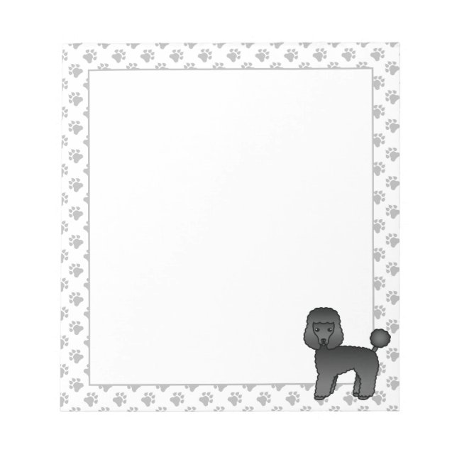 Black Toy Poodle Cute Cartoon Dog Notepad (Front)