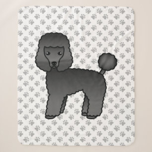Black Toy Poodle Cute Cartoon Dog Sherpa Blanket