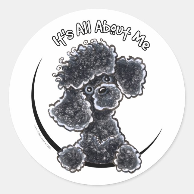 Black Toy Poodle IAAM Classic Round Sticker (Front)