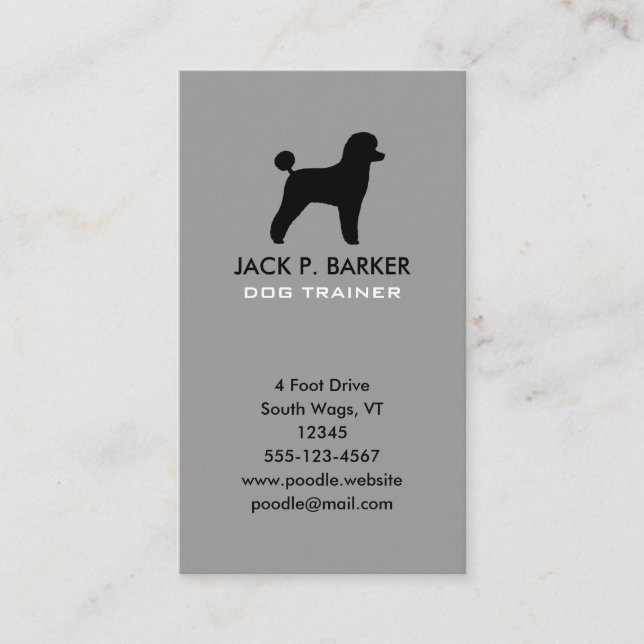 Black Toy Poodle Silhouette Business Card (Front)